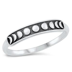 Sterling Silver Moon Phases Ring – 4 mm Face Height – Size 5